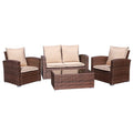 4 Pieces PE Rattan Outdoor Sectional Sofa Set E300