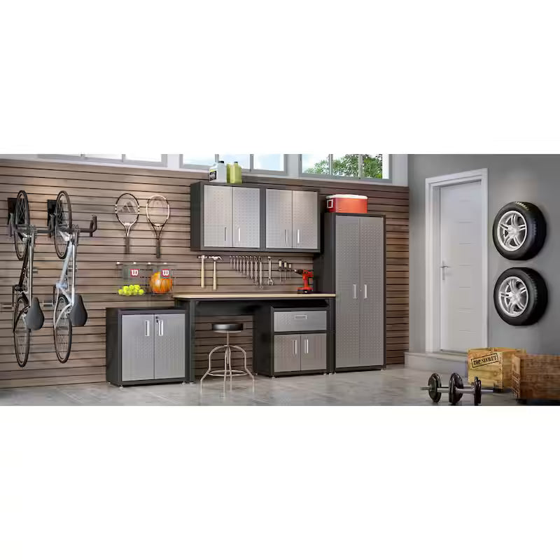 30 in. 2-Shelf Wall Mount Metal Garage Cabinet in Gray J297682