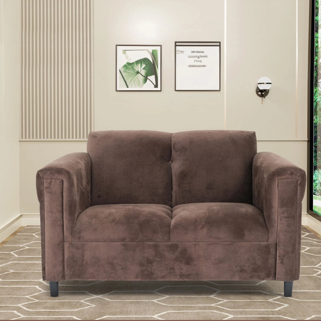 Dark Brown Suede Loveseat Sofa with Solid Wood Frame G73168