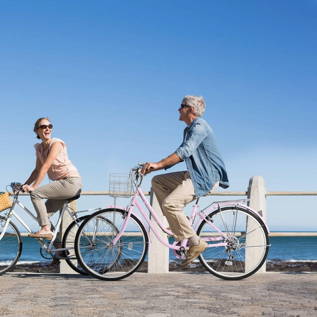 26 inch Commuter Bicycle with 7-speed, Baskets, Pink J14383