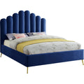 Velvet Upholstered Platform Bed with Gold Steel Legs O753