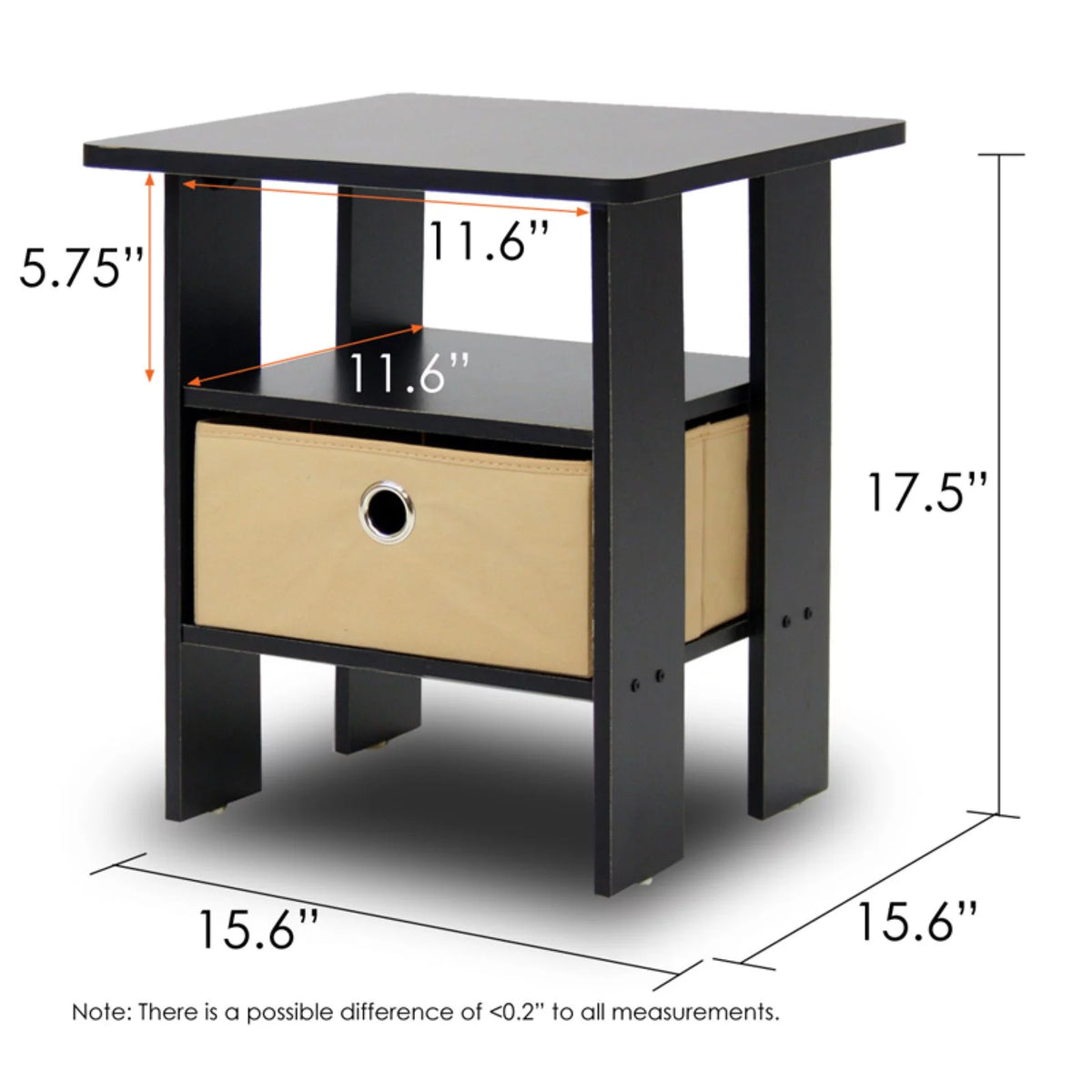 Engineered Wood End Table with Bin Drawer U70161