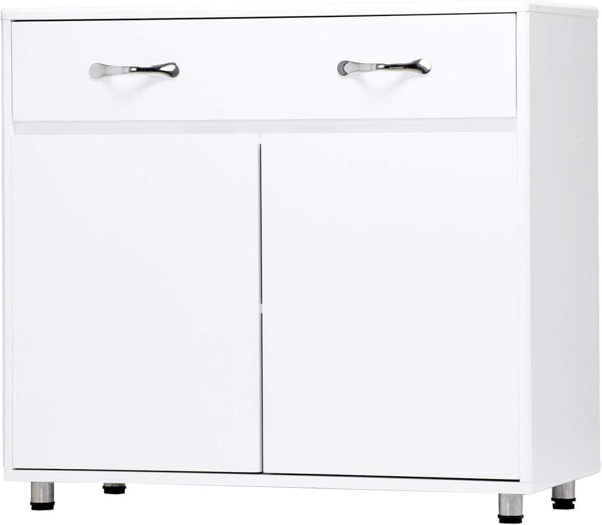 White Console Table with Drawer & Two Shelves R7976