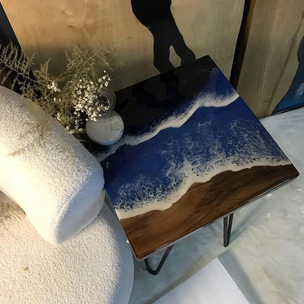 Natural Edge Epoxy Resin Wood Coffee Table Hairpin Legs Y578480
