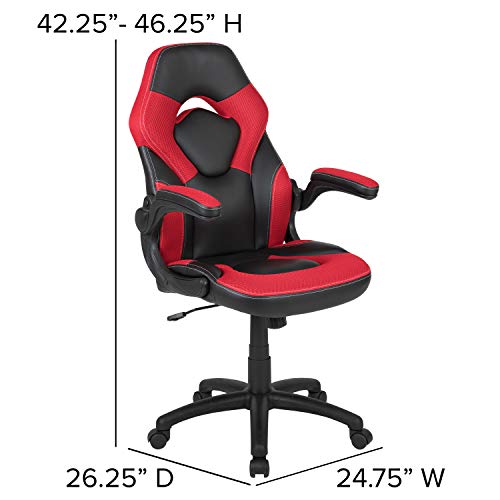 High-Back Blue/Black Gaming Chair with Flip-Up Arms D7123
