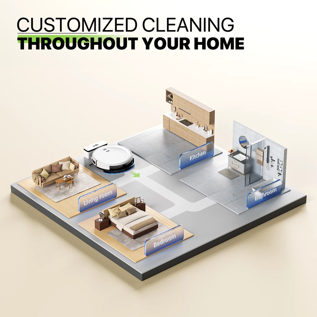 2 in 1 Robot Vacuum and Mop Combo, 2800pa White H834768