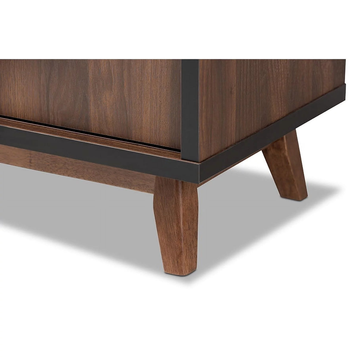 Walnut Brown and Black Wood Wine Storage Cabinet W681