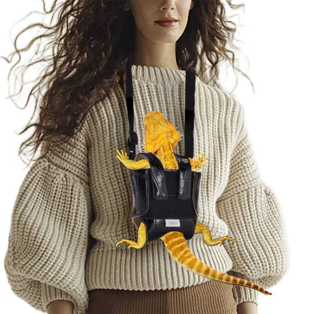 Bearded Dragon Sling Carrier Leather Reptile Pouch M6722