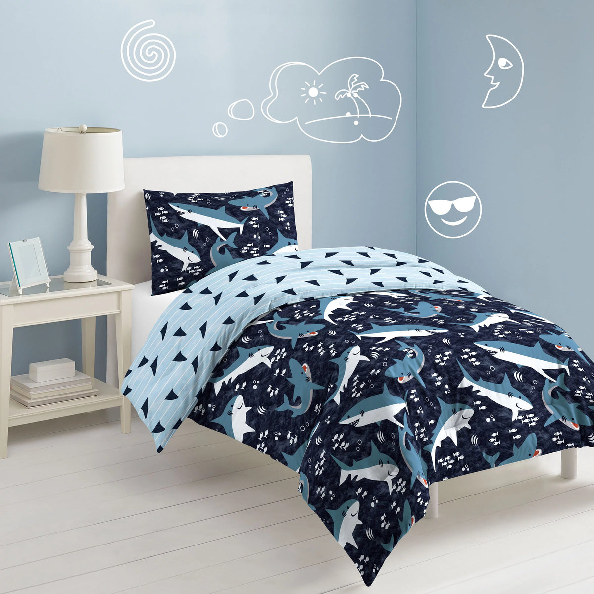 Navy Polyester Cotton Twin Comforter Set N3685