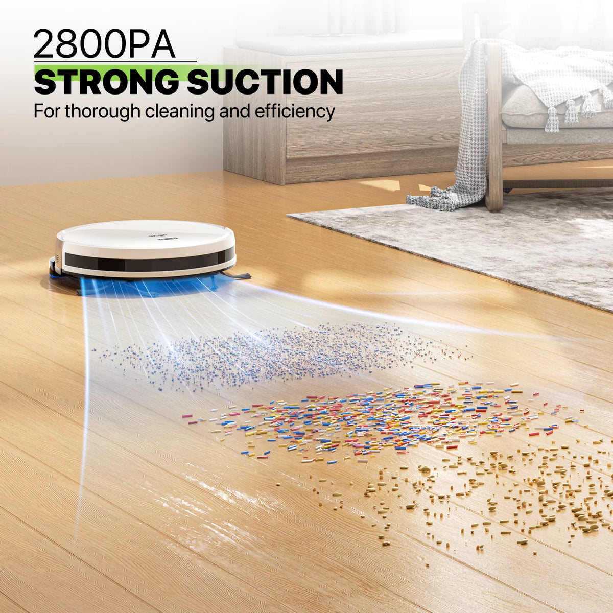 2 in 1 Robot Vacuum and Mop Combo, 2800pa White H834768