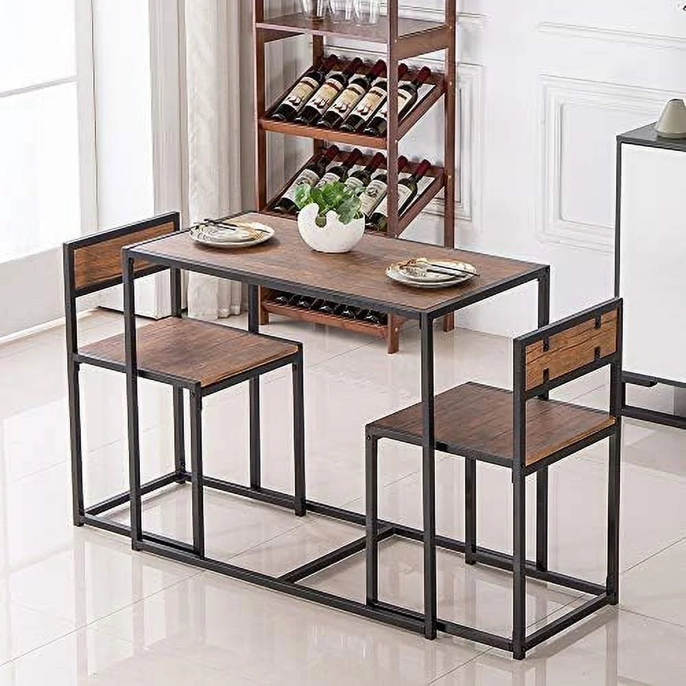 3 Pcs Modern Wood Dining Table and Chairs Set D1091