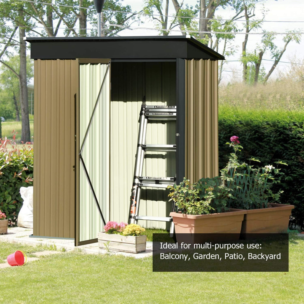 5x3 FT Galvanized Steel Outdoor Storage Shed A50716