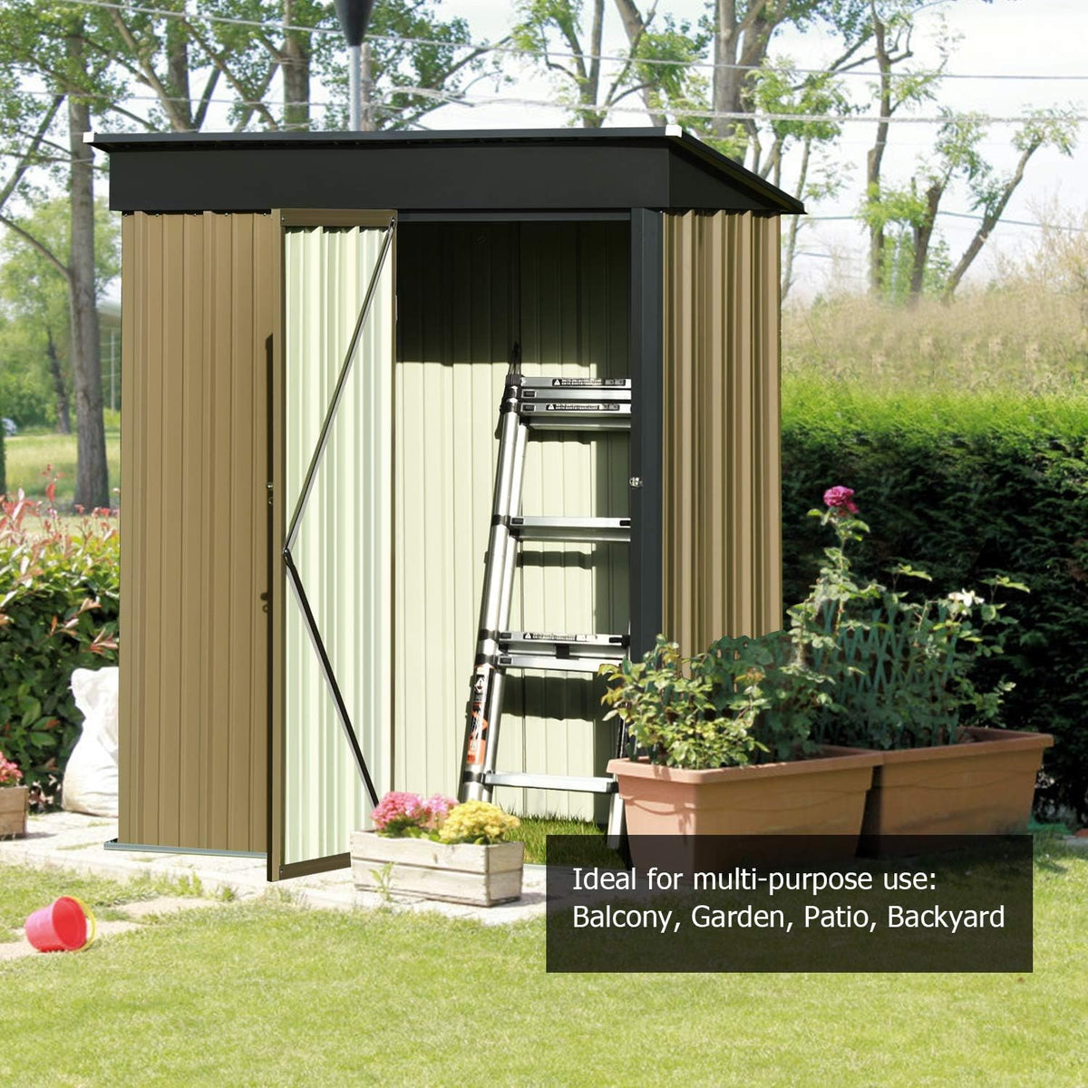 5x3 FT Galvanized Steel Outdoor Storage Shed A50716
