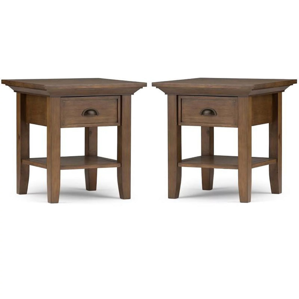 2-Piece Wood Square End Side Table Set E73189
