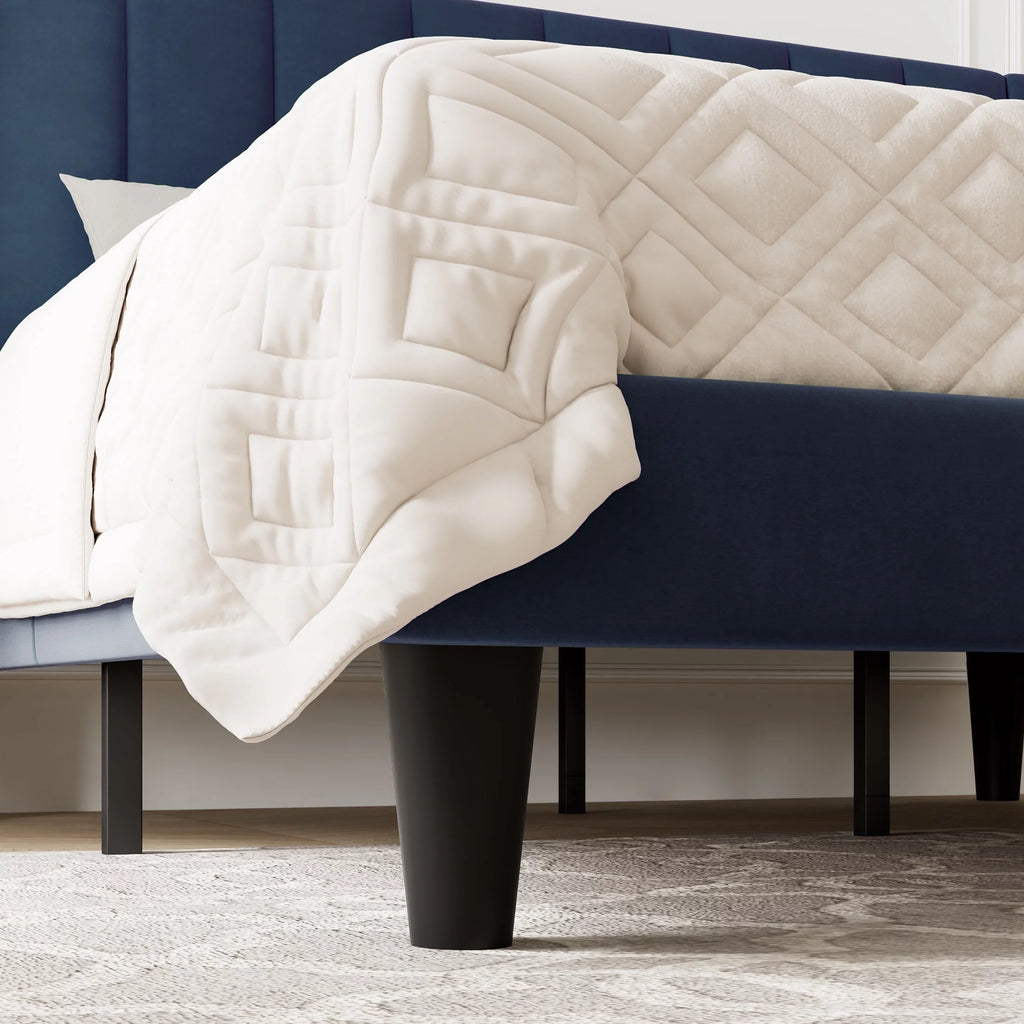 Queen Light Pink Velvet Upholstered Bed Frame Y739781