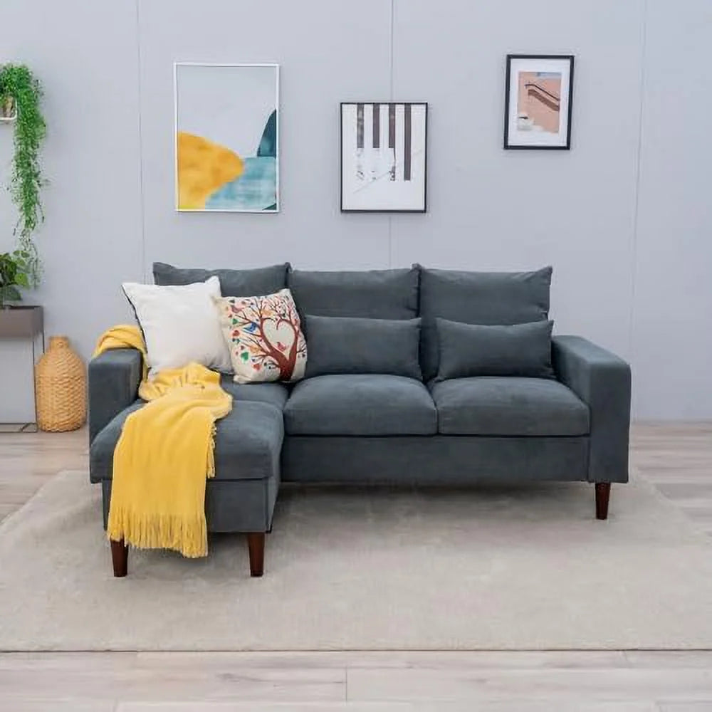 Grey Reversible L-Shaped Sectional Sofa W993