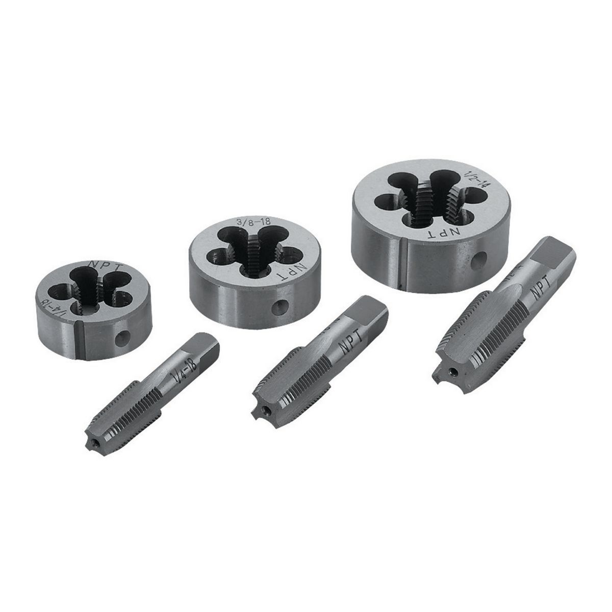 Pipe Tap & Die Set, 6 Piece E15147