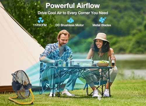 12" Portable Battery Operated Fan with Metal Blade V50467