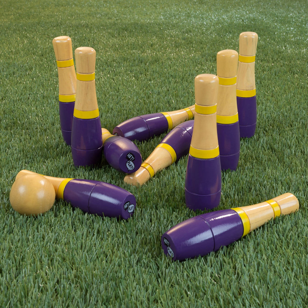 Wood Bowling Set with 2 Balls and Carry Bag F64726