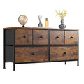 Black 8 Drawer Fabric Dresser TV Stand E9258
