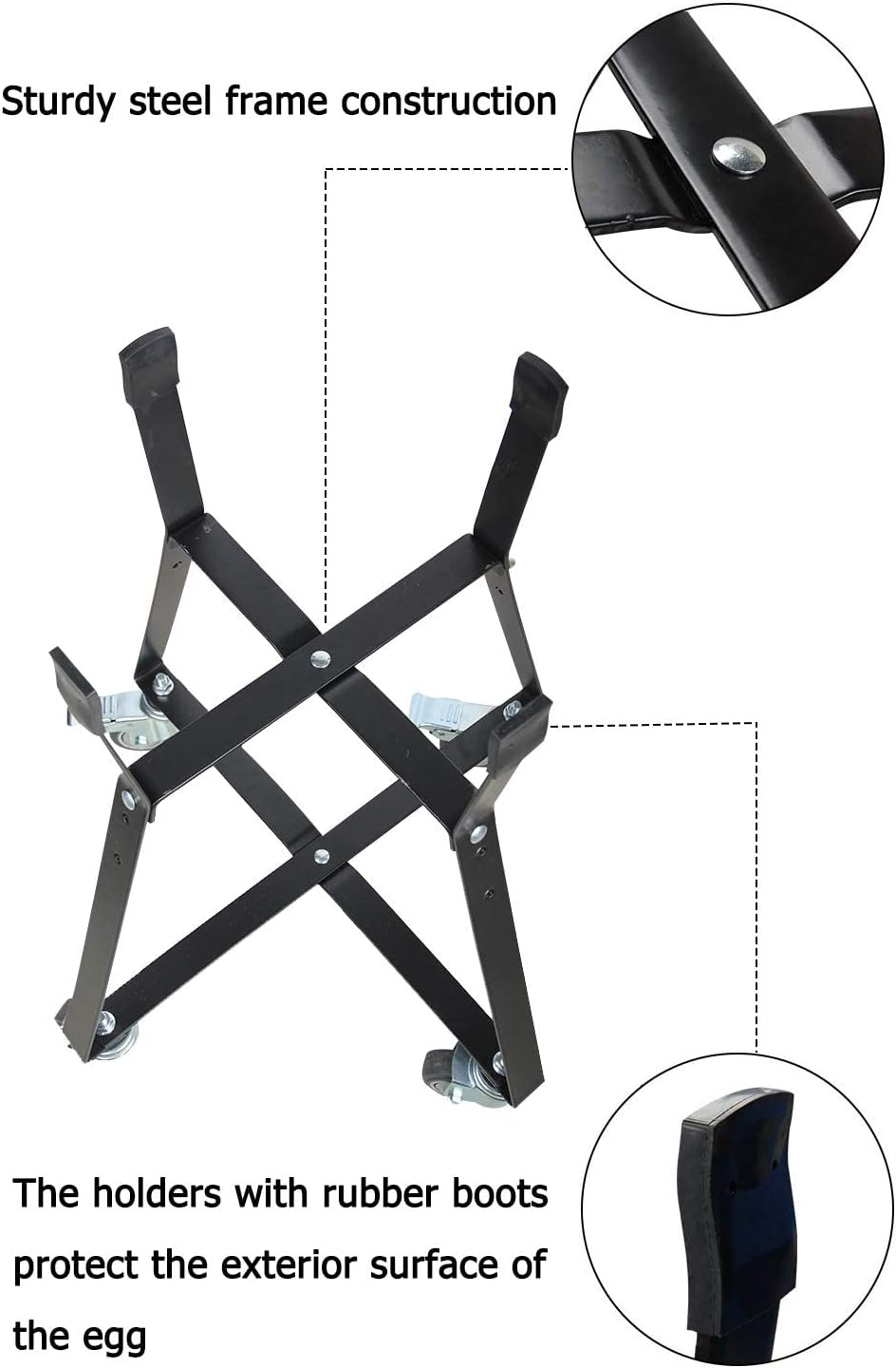 Rolling Cart with Locking Caster Wheels Powder Coated Steel S7465
