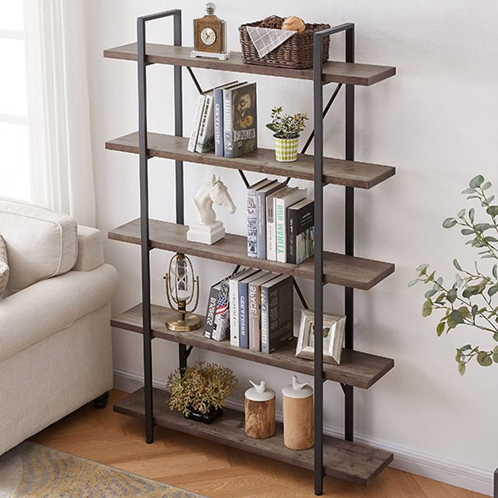 Solid Wood 5 Shelf Bookcase N289