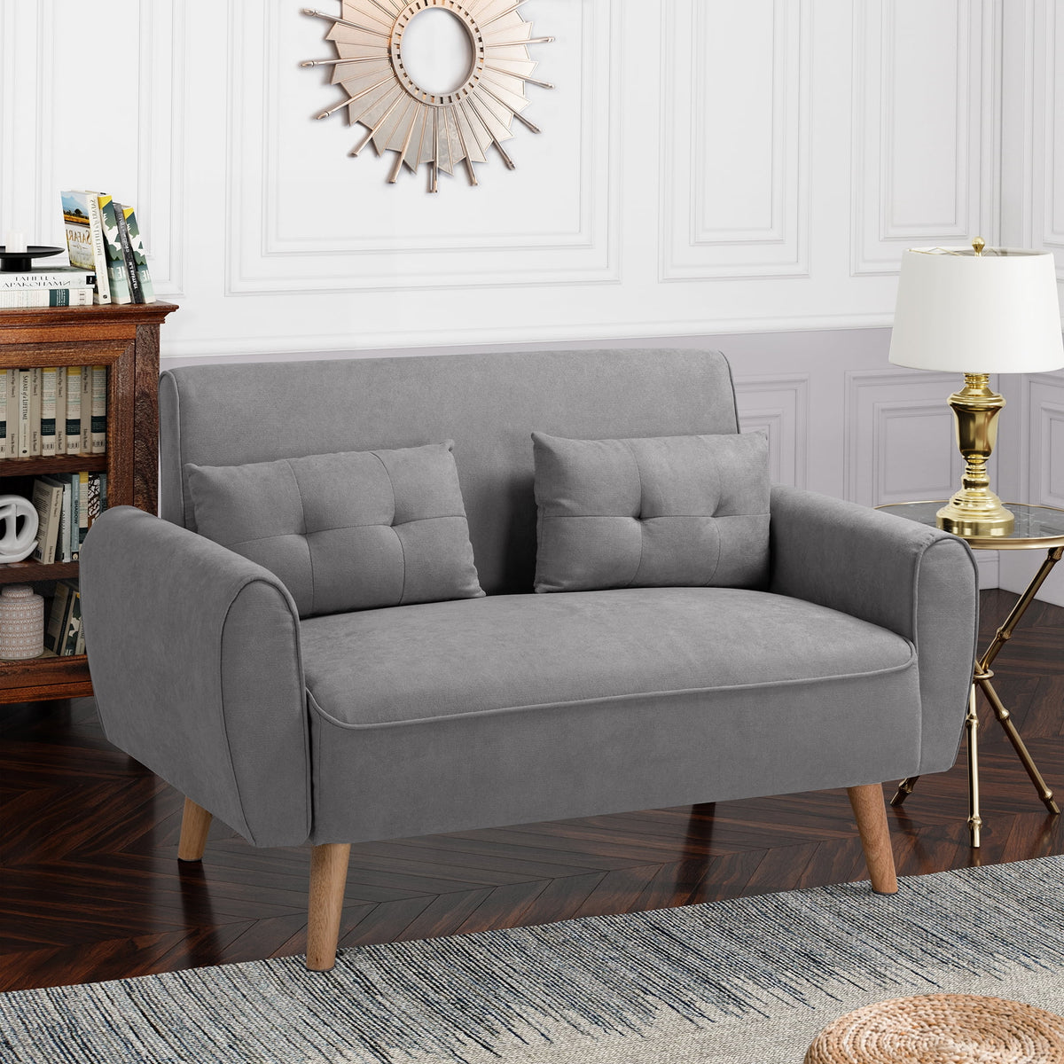 Dark Grey Fabric Upholstered 2-Seat Sofa U168088