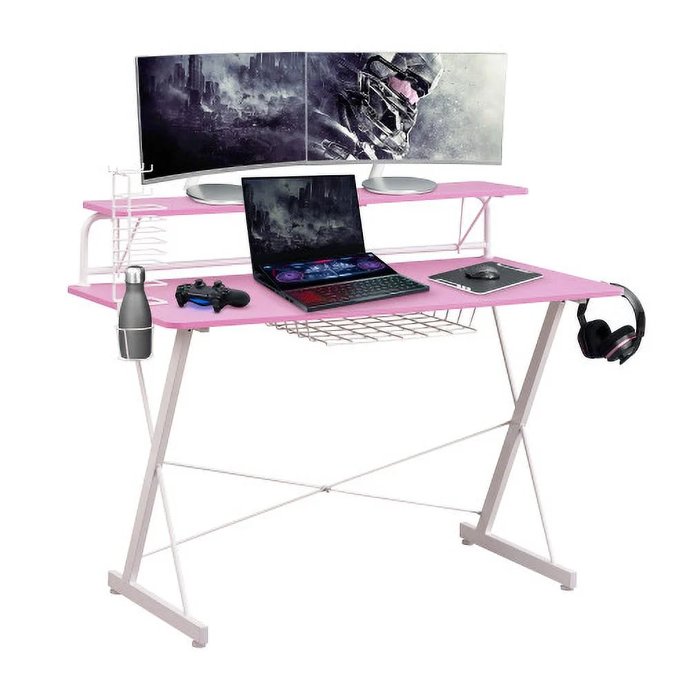 Carbon Computer Gaming Desk with Shelving N501851