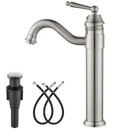 Brushed Nickel Single Handle Brass Bathroom Faucet with Pop Up Drain W5487