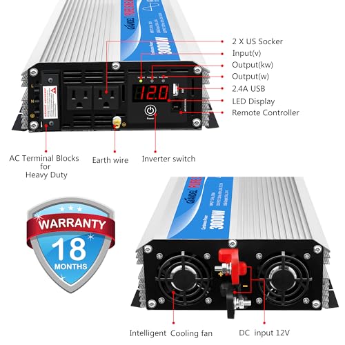 2200Watt Pure Sine Wave Solar Power Inverter with 20A Solar Charger Controller PWM H306390