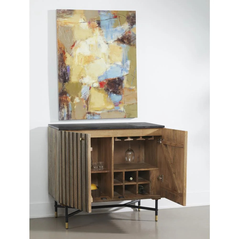 2-Door Solid Wood & Marble Cabinet C698