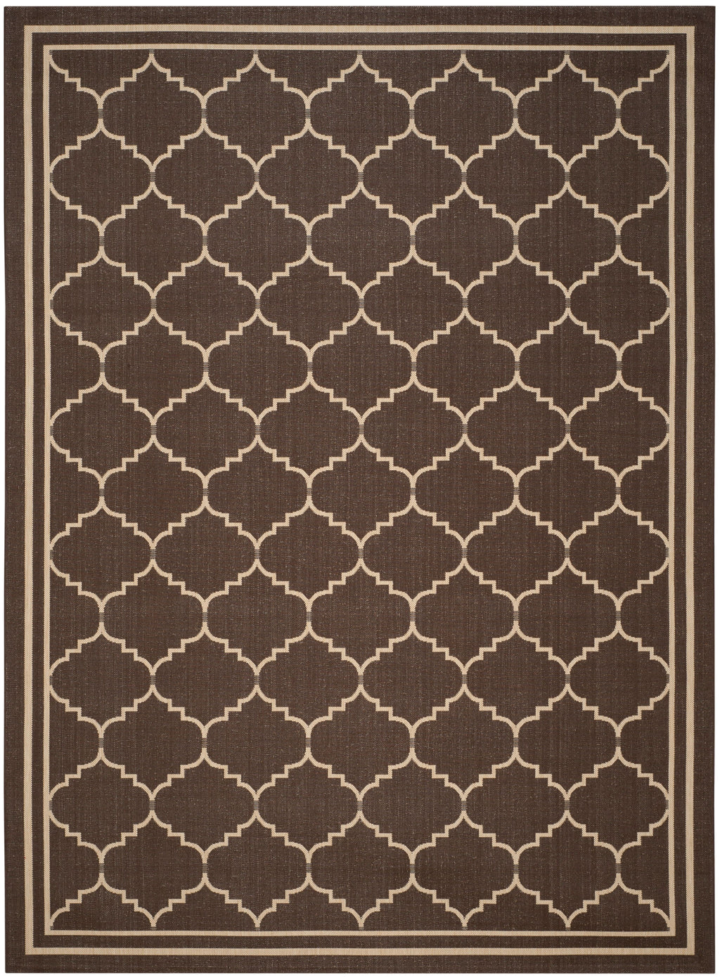 Chocolate Cream Geometric Indoor Outdoor Area Rug Q64479