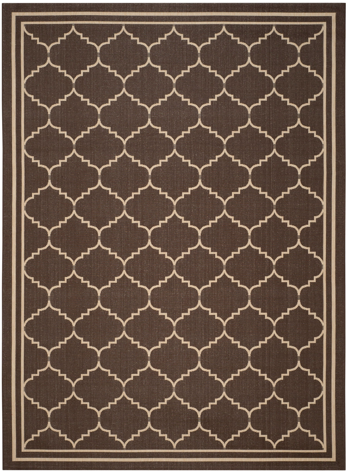 Chocolate Cream Geometric Indoor Outdoor Area Rug Q64479