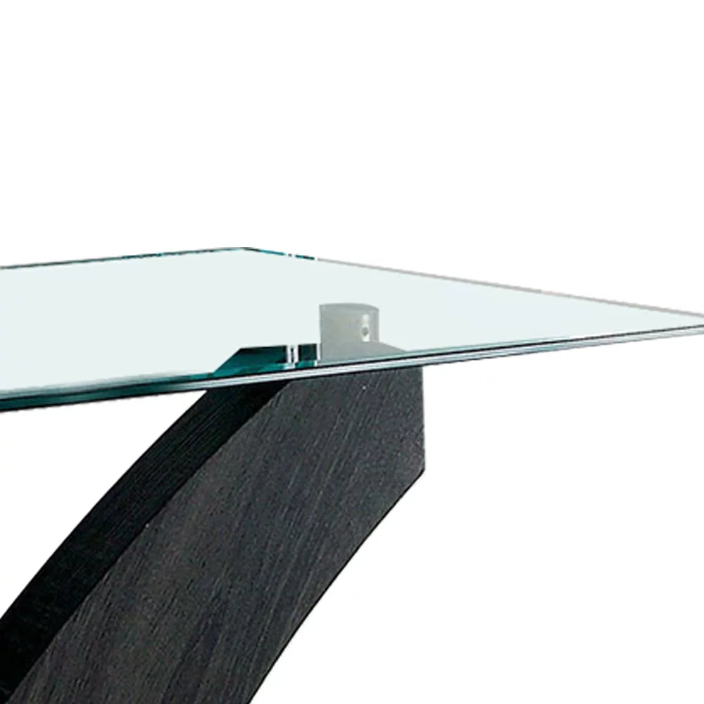 Sofa Table with Curved V Base and Rectangular Glass Top F916179