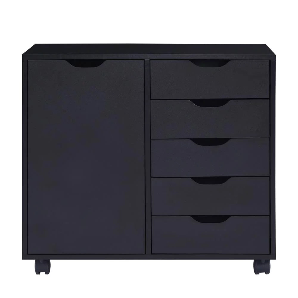 Black 5 Drawer File Cabinet with Wheels A535