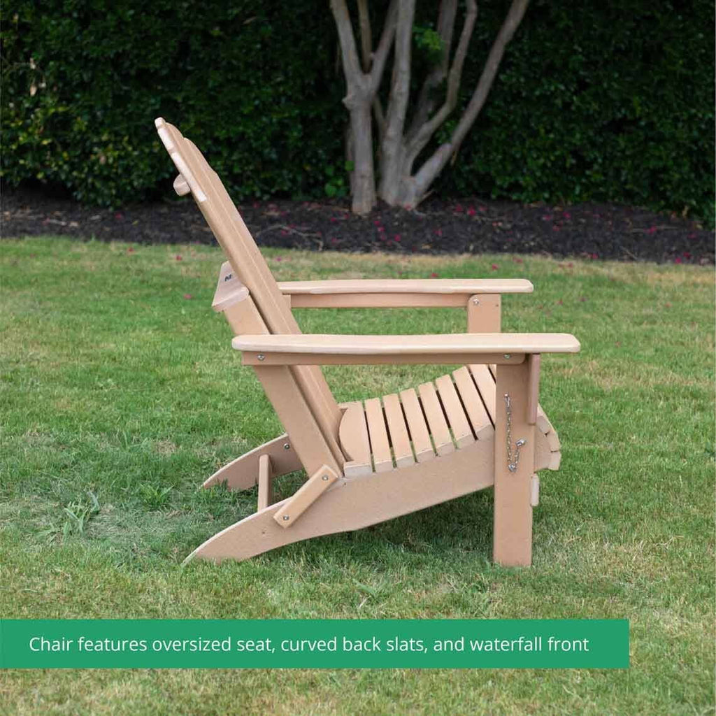 Latte Weatherwood Poly Adirondack Folding Chair W506963