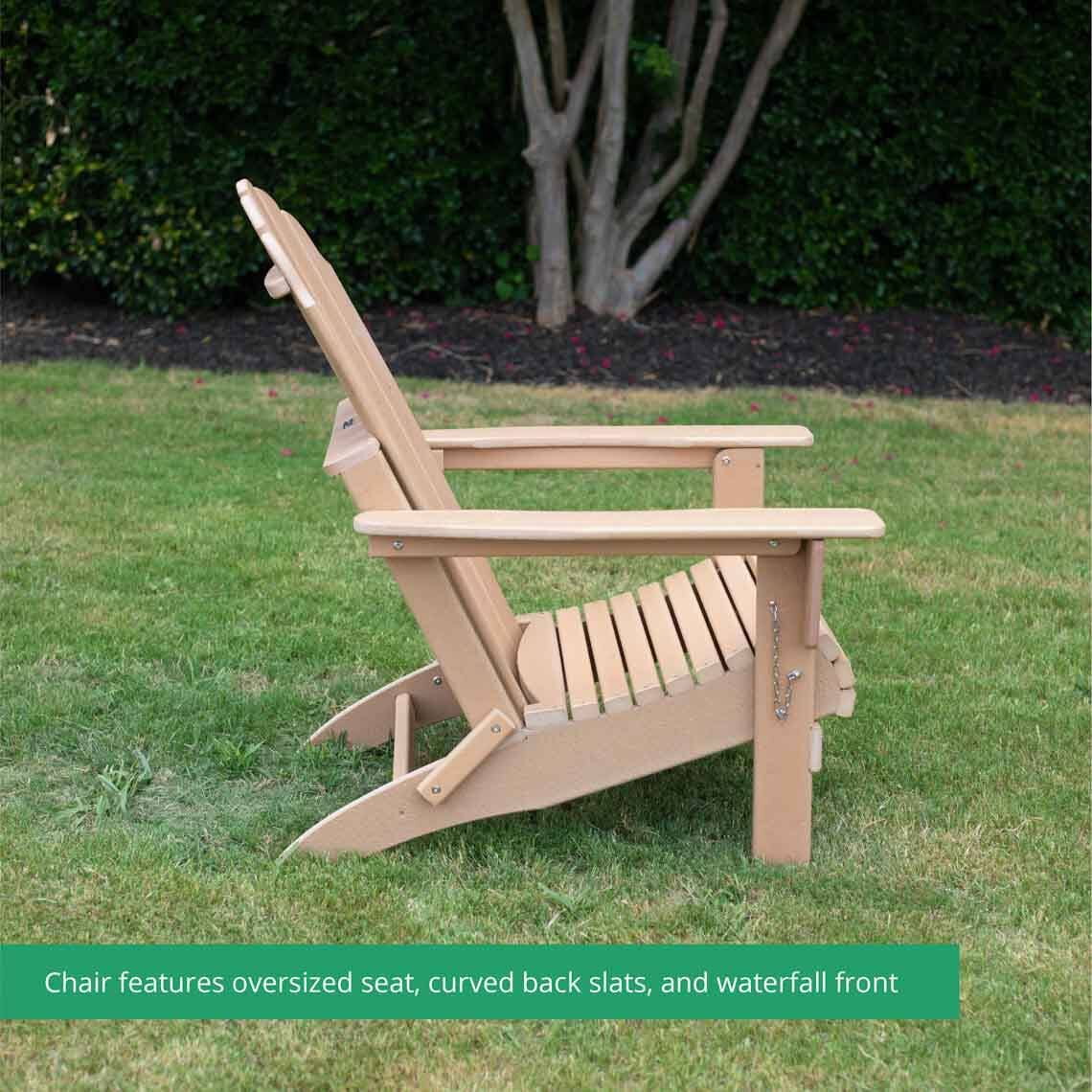 Latte Weatherwood Poly Adirondack Folding Chair W506963