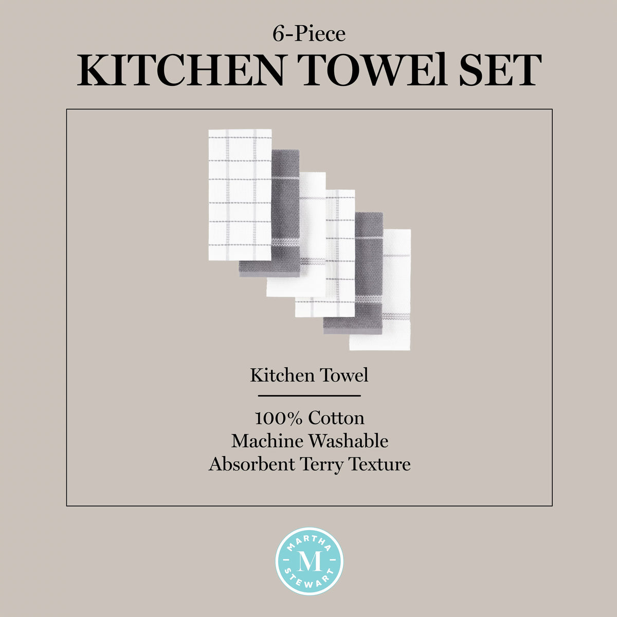 Grey Waffle Kitchen Towel Set 6-Pack Y279645