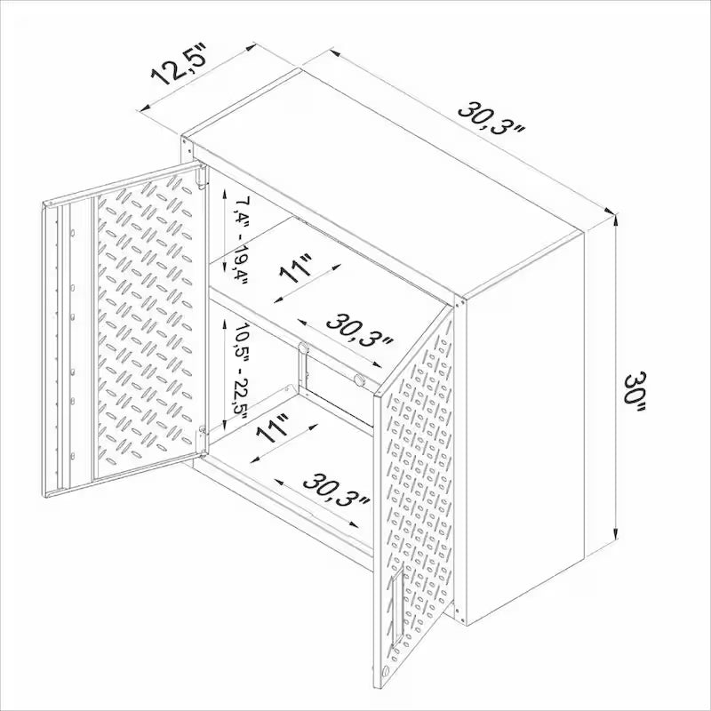 30 in. 2-Shelf Wall Mount Metal Garage Cabinet in Gray J297682