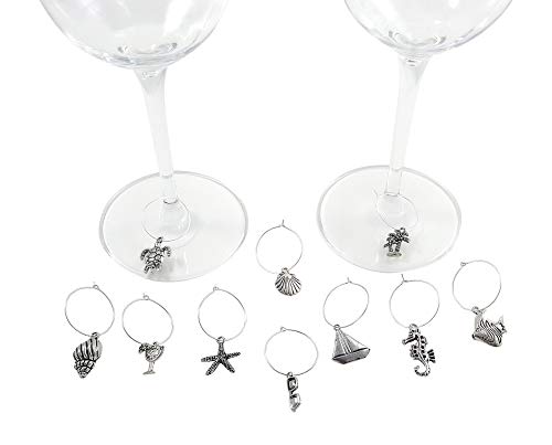 10 Piece Beach Themed Wine Charm Set K912955