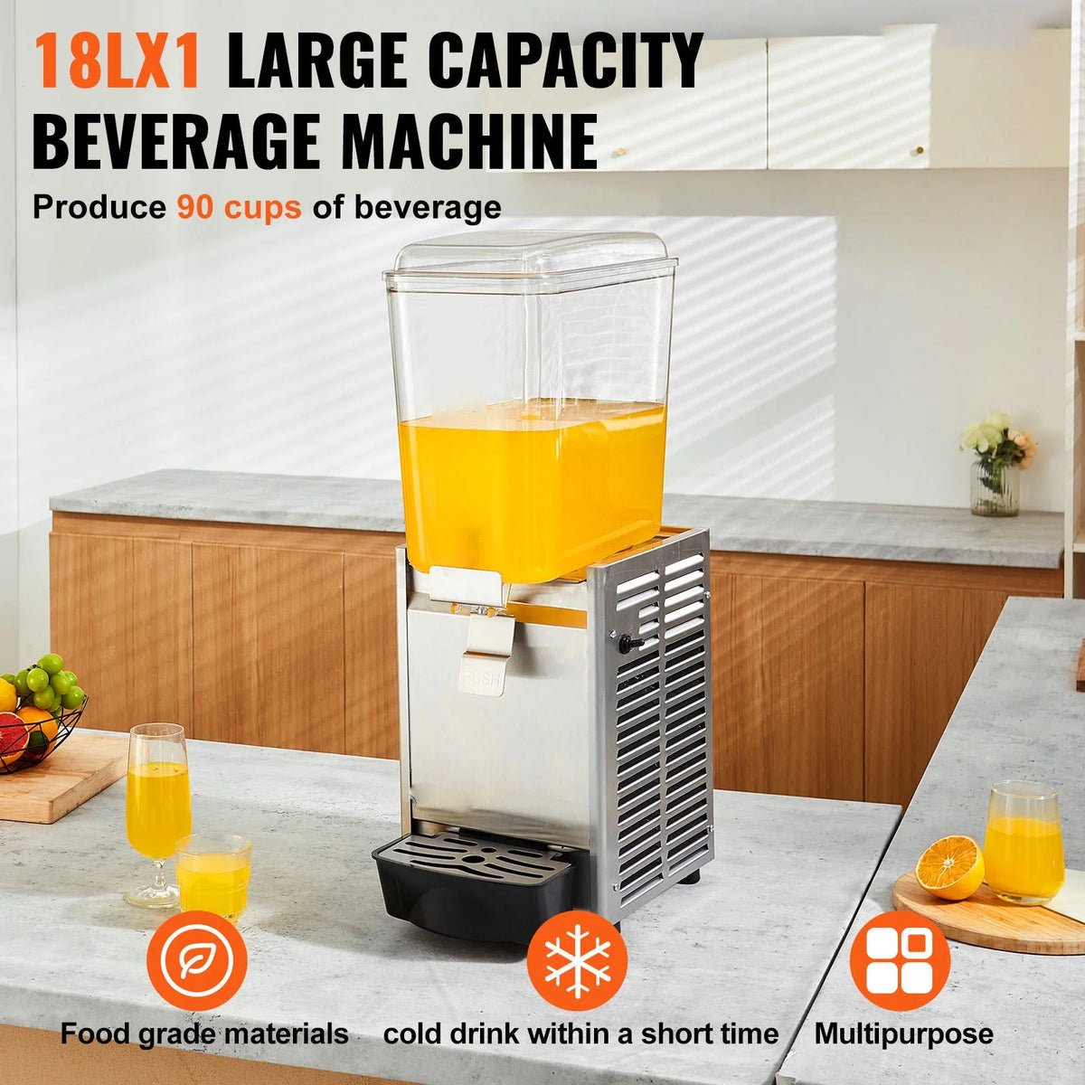 Commercial Beverage Dispenser 18L Stainless Steel V34553