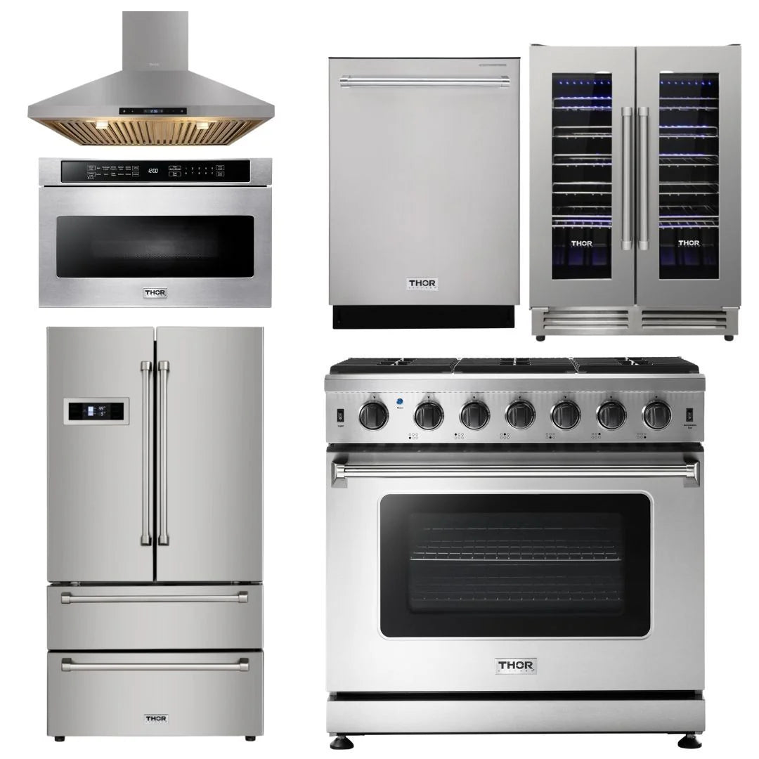 36 in. Natural Gas Range 6 Piece Appliance Package W587248