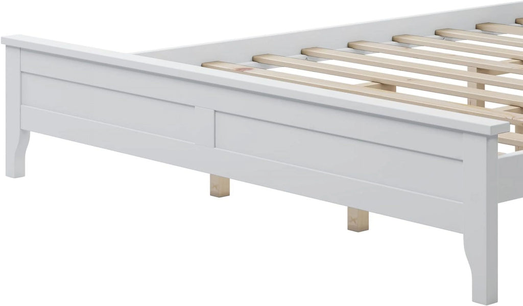 White Queen Size Solid Wood Platform Bed A622