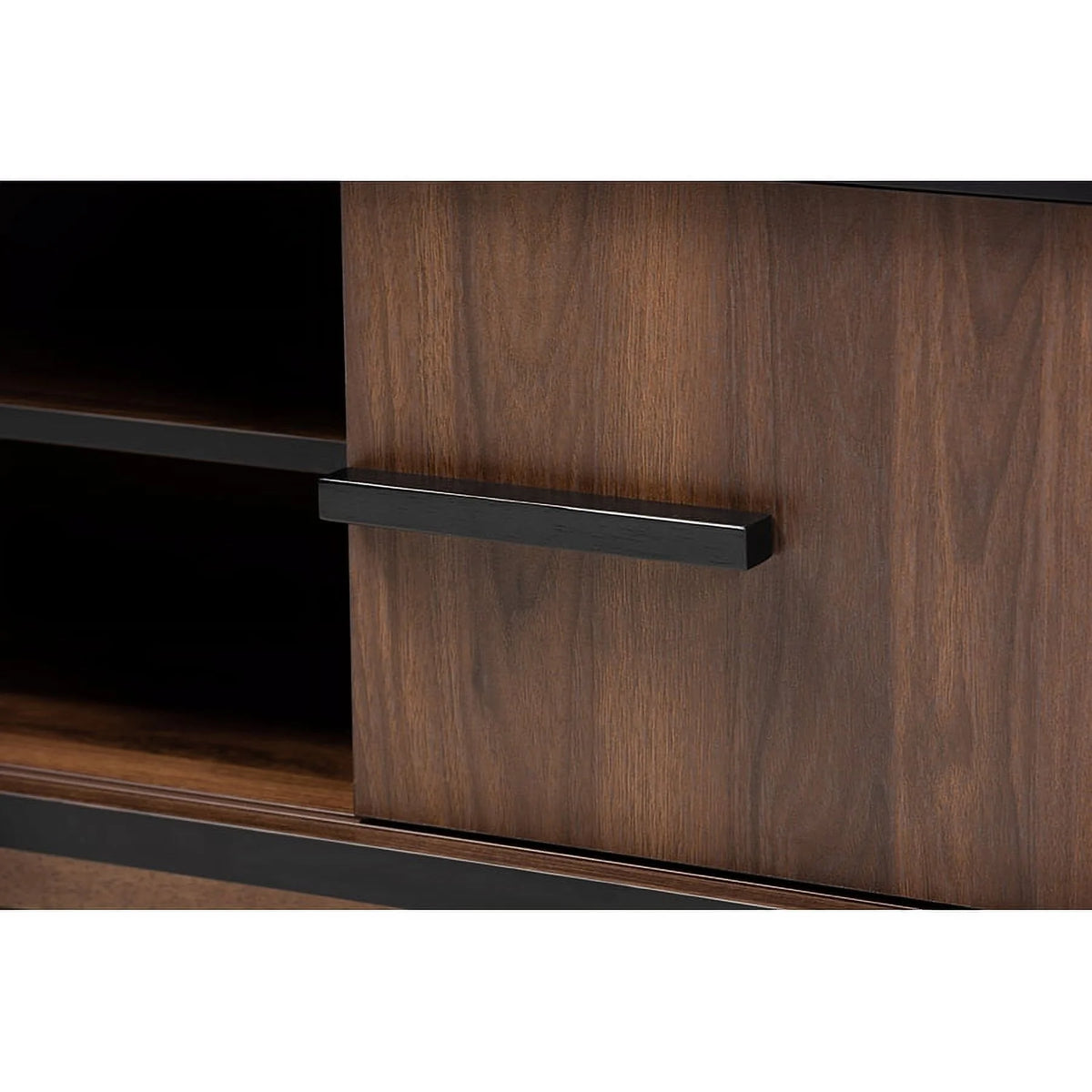 Walnut Brown and Black Wood Wine Storage Cabinet W681