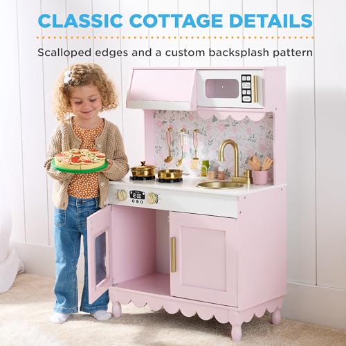 Wooden Pretend Play Kitchen Kids Toy with Storage N512