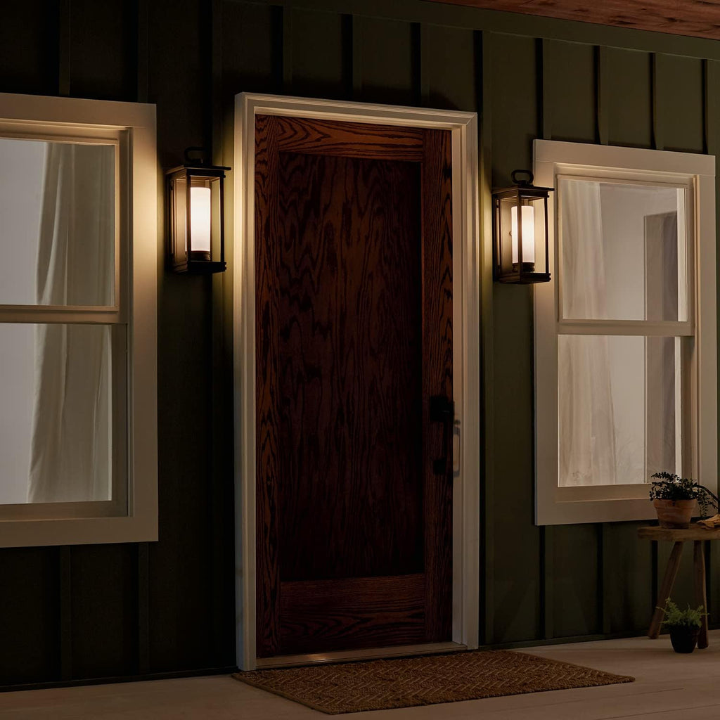 1 Light Outdoor Wall Light with Satin Etched Opal Glass in Rubbed Bronze X362422
