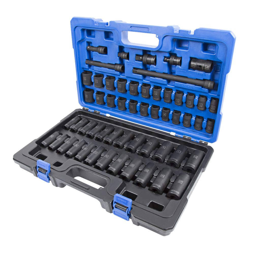 55-Piece SAE and Metric 1/2-in Drive 6-Point Impact Socket Set Y56530