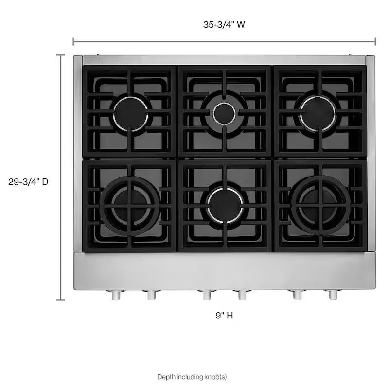 36 in. 6-Burners Stainless Steel Gas Cooktop E81930