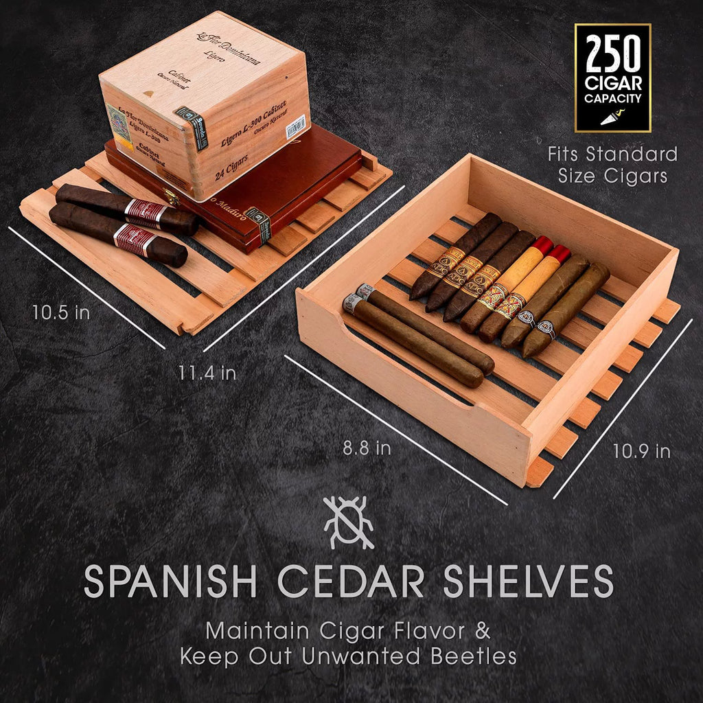250 Cigar Cooler Humidor with Humidity Control Stainless Steel Z4029