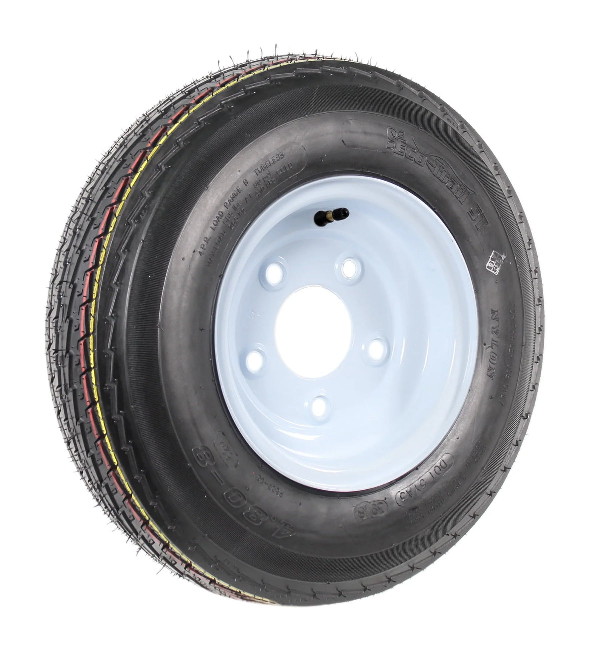 Two Trailer Tires On Rims 4.80-8 5 Lug White H514